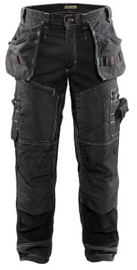 Photo 1 of Blaklader Men's X1600 Cotton Durable Work Pants with Cordura Reinforced Pockets Black 30/32