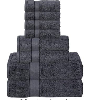 Photo 1 of GLAMBURG 700 GSM Premium 8-Piece Towel Set - Contains 2 Bath Towels 30x54, 2 Hand Towels 16x28, 4 Wash Cloths 13x13 - Luxury Hotel & Spa Quality - Durable Ultra Soft Highly Absorbent - Charcoal Grey