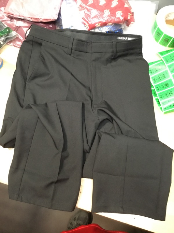 Photo 2 of Haggar Men's Casual Pants BLACK - Black Straight-Fit Flat Flex-Waistband Dress Pant - Men size 32x34