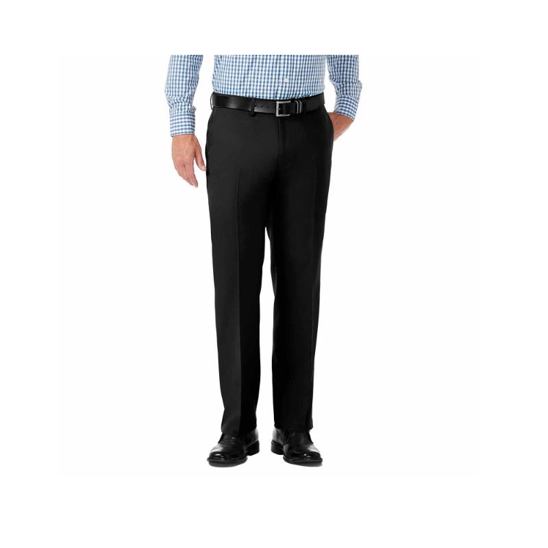 Photo 1 of Haggar Men's Casual Pants BLACK - Black Straight-Fit Flat Flex-Waistband Dress Pant - Men size 32x34