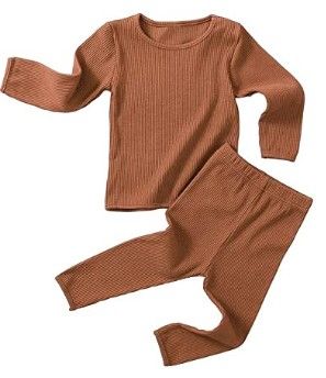 Photo 1 of GLIGLITTR Store
Baby Boys Girls Organic Soft Comfy Cotton Fall Winter Clothes Pants 2-Piece Pajama Set Solid Color Outfit Brown