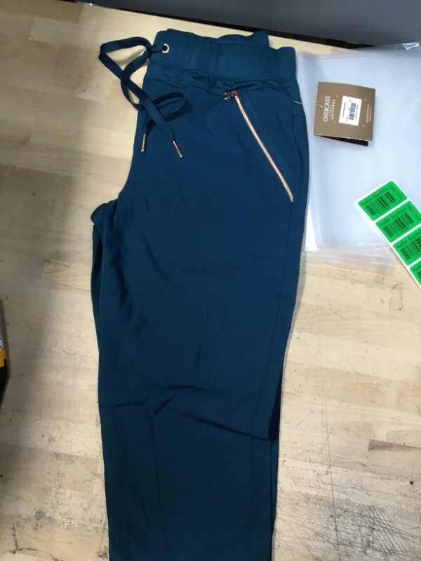 Photo 1 of Cherokee Statement Women Scrubs Pant Mid Rise Tapered Leg Drawstring Caribbean Blue Size XS