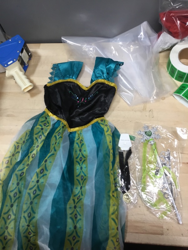 Photo 2 of Cokos Box Girls Coronation Dress Princess Costume with Necklace Tiara and Wand Set Size 120