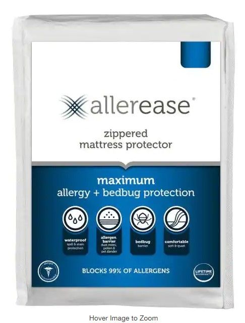 Photo 1 of AllerEase
Vinyl Free and Hypoallergenic Full Maximum Allergy and Bedbug Waterproof Zippered Mattress Protector
SIZE FULL 