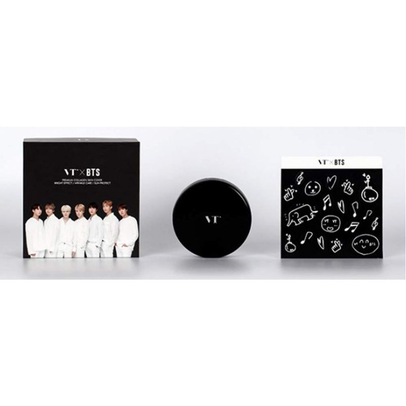 Photo 1 of [VT COSMETICS] VT X BTS Collagen Pact 11g - Collagen Pact + Stickers + Photo Card Set(7pcs) (BLACK #23)
