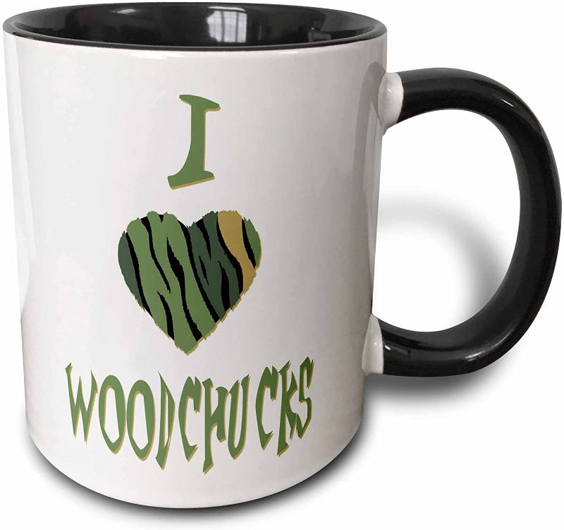 Photo 1 of 3dRose Camo Colored Striped I Love Woodchucks Two Tone Mug, 11 oz, Black/White
2 pack 