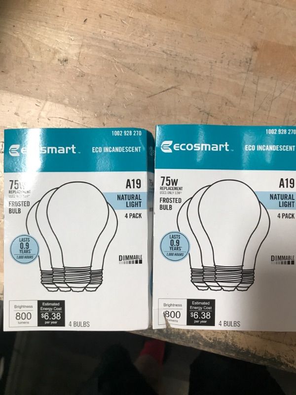 Photo 1 of 53-Watt A19 Halogen Light Bulb (4-Pack)
Two Sets