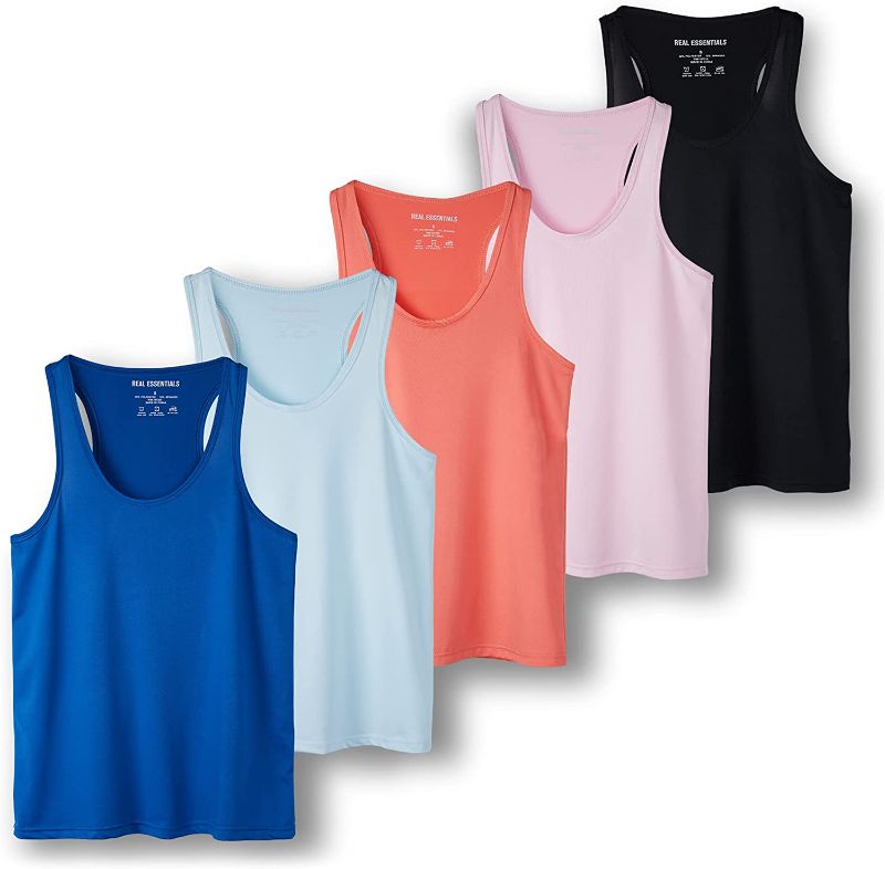 Photo 1 of 5-Pack Women's Racerback Tank Top Dry-Fit Athletic Performance Yoga Activewear XL
