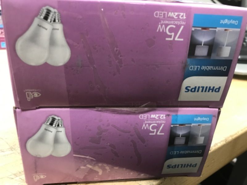 Photo 3 of 75-Watt Equivalent A19 Dimmable Energy Saving LED Light Bulb Daylight (5000K) (2-Pack)
2boxes