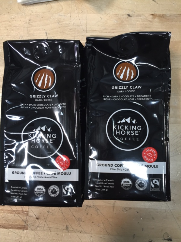 Photo 3 of **NONREFUNABLE**BEST BY: MAY 11, 2022**
Kicking Horse Coffee, Grizzly Claw, Dark Roast, Ground, 10 oz - Certified Organic, Fairtrade, Kosher Coffee
2 PACK