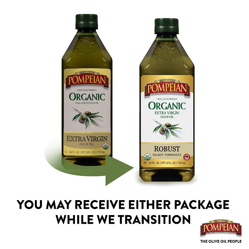 Photo 1 of **NONREFUNDABLE** BEST BY: 06/2022**
Pompeian USDA Organic Robust Extra Virgin Olive Oil, First Cold Pressed, Full-Bodied Flavor, Perfect for Salad Dressings & Marinades, 24 FL. OZ.
2 pack
