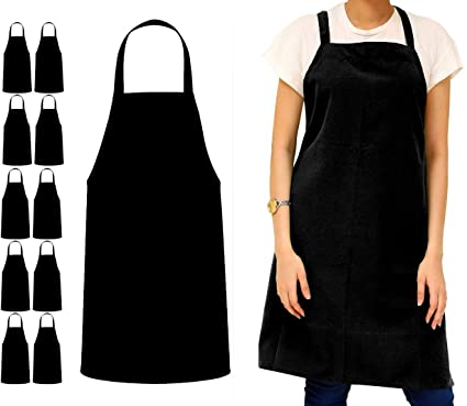 Photo 1 of Avalon Kitchen Apron 12 Pack Unisex Bib Aprons - 100% Polyester Chef Apron with Extra Long Ties – Cooking Apron for Men Women
