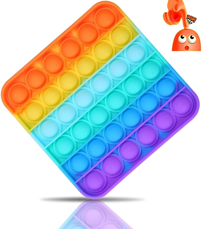 Photo 1 of WubbaLubba Push Pop Bubble Sensory Fidget Toy Squeeze Toys Poke Pop Toys Autism Special Needs Stress Reliever Silicone Stress Reliever Toy Anxiety Relief Toys for Kids and Adult,Rainbow Square
2-PACK