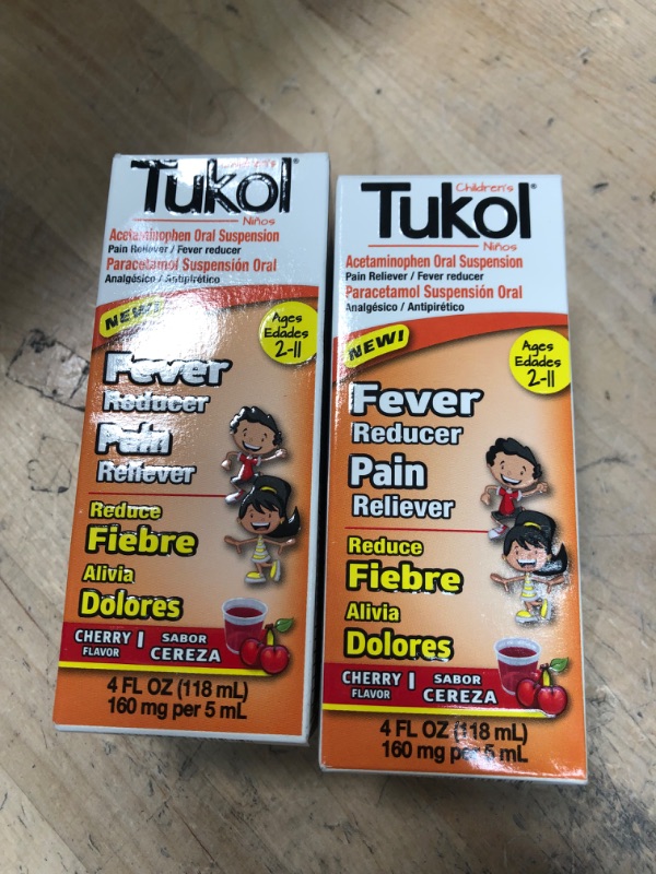 Photo 2 of EXP DATE : 06/23--NO REFUNDS **** Tukol Children's Cold & Fever Relief Liquid Cherry - 4.0 Oz-2PACK 
