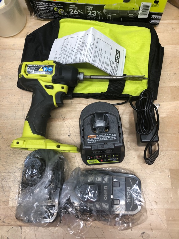 Photo 1 of ***SEE NOTE*** ONE+ HP 18V Brushless Cordless Compact 1/4 in. Impact Driver Kit with (2) 1.5 Ah Batteries, Charger and Bag