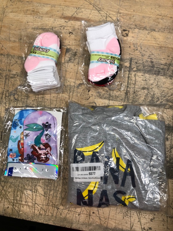 Photo 5 of BABY BUNDLE INCLUDES
Heather Gray 'Bananas Over Mommy' Tee Set
Tiny Soles Disney Character Pattern Toddler Low Rise No-Slip Grip Socks
2 PACKS - juDanzy Mary Jane Socks for baby & Toddlers