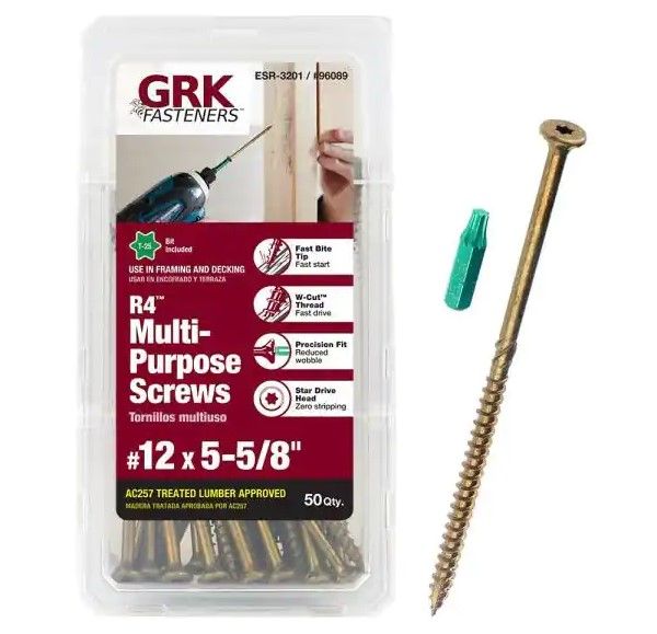 Photo 1 of 
GRK Fasteners
#12 x 5-5/8 in. R4 Multi-Purpose Star Drive Flat Head Screw (50 per Pack)