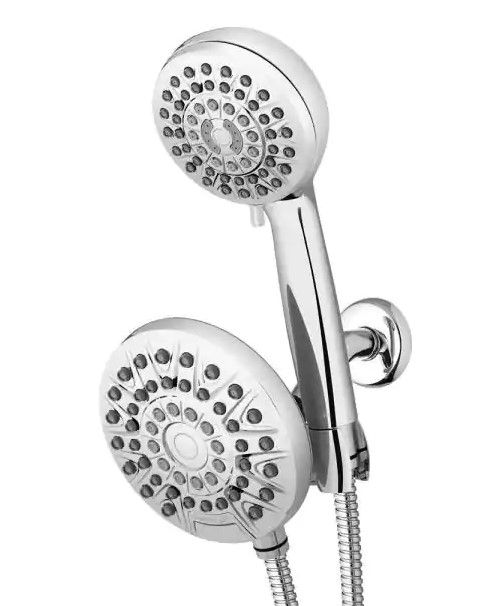 Photo 1 of 
Waterpik
8-Spray Patterns with 1.8 GPM 6.25 in. Wall Mount Dual Shower Head and Handheld Shower Head in Chrome