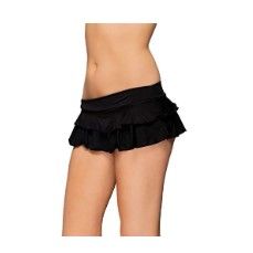 Photo 1 of Pin Up Doll Women's Flirty Double Layered Ruffle Mini Skirt (Black, Small/Medium)
