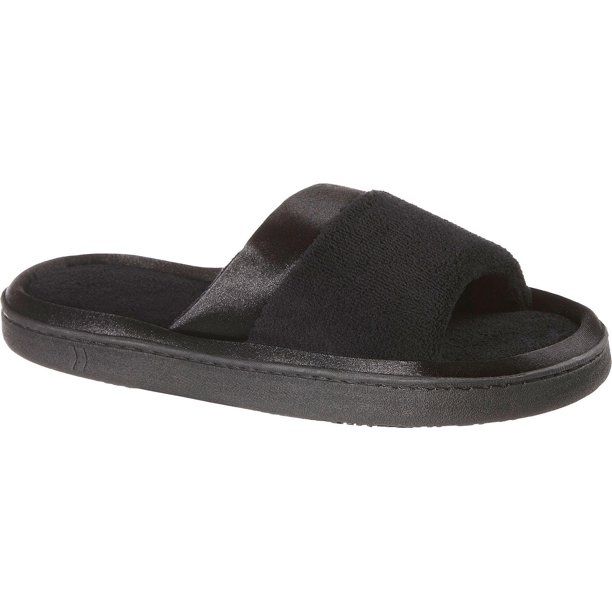 Photo 1 of Isotoner Women's Microterry Satin Trim Wider Width Slide Slippers - 9.5-10
