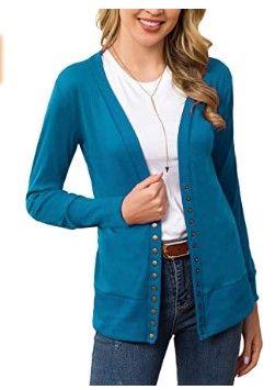 Photo 1 of Cowear Women's S-3XL Solid Button Front Knitwears Long Sleeve Casual Cardigans (LARGE)