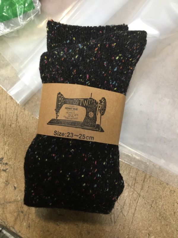 Photo 2 of Cute Cozy Knee High Cotton Socks HR158212-1 Size 6-9 BLACK