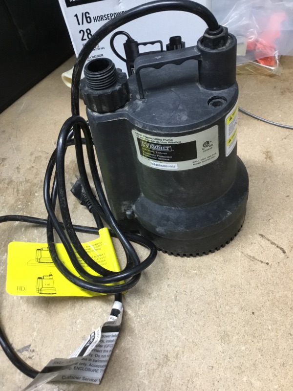 Photo 2 of 
Everbilt
1/6 HP Plastic Submersible Utility Pump