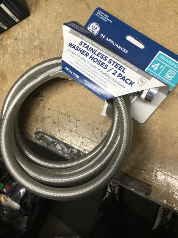 Photo 2 of 
GE
4 ft. Universal Stainless Steel Washer Hoses with 90 degree Elbow (2-Pack)