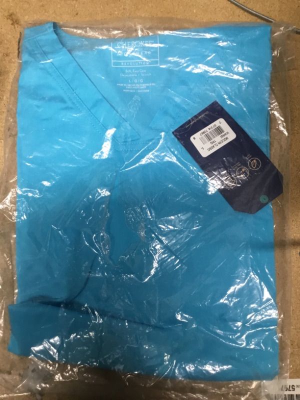 Photo 1 of Cherokee Workwear Revolution Scrubs Top for Women V-Neck WW620, L, Turquoise
