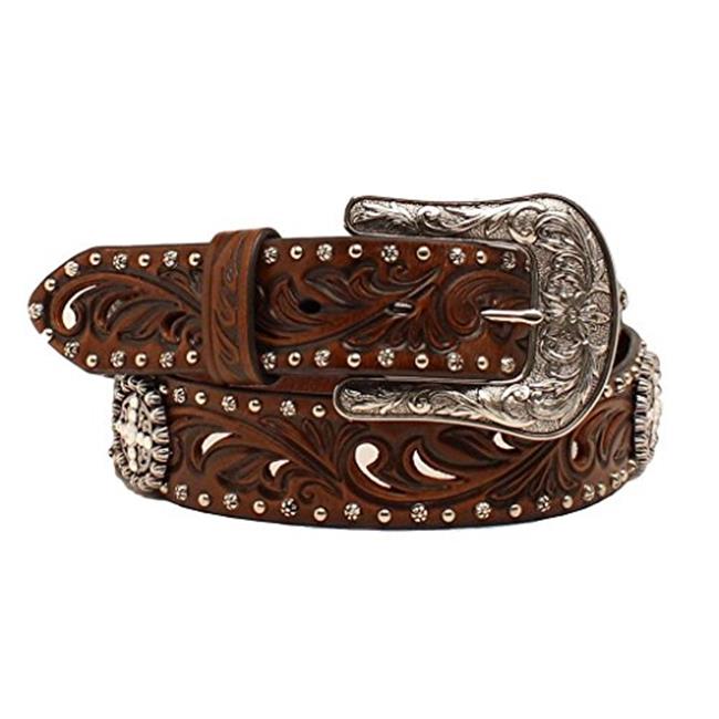 Photo 1 of Ariat Ladies 1 1/2 Embossed Inlay Round Cross Concho Belt A1518602-XL 1.5 in.
