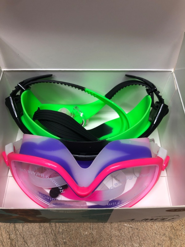 Photo 2 of ALIWOLF 2 Pack Kids Swimming Goggles,No Leaking,Anti Fog,UV Protection Swim Glasses Water Goggles
