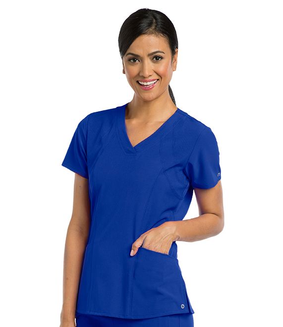 Photo 1 of Barco One Women's 4-Pocket Sporty V-Neck Scrub Top - 5106 XXS
