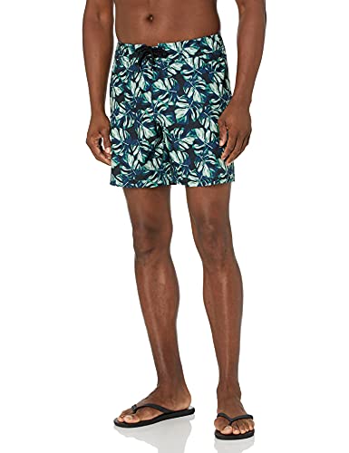 Photo 1 of Amazon Brand - Goodthreads Men's 7" Inseam Swim Boardshort, Black Palm Frond, 28
