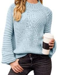 Photo 1 of BerryGo Chunky Cable Knit Sweaters Cropped Lantern Sleeve Oversized Loose Mock Neck Pullover Sweater
SIZE:XL