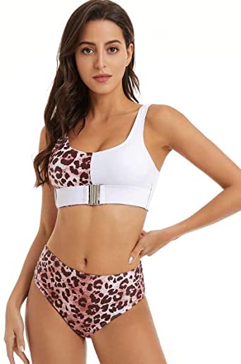 Photo 1 of Combor High Waist Leopard Bikini Set Two Piece Swimsuit for Women, S