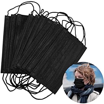 Photo 1 of Face Masks Black Disposable 100PCS for Men & Women Adults Breathable Face Mask