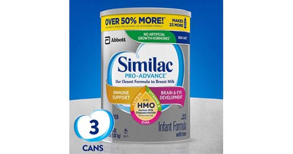 Photo 1 of Best By 1 Jan 2023, Similac Pro-Advance Non-GMO Infant Formula with Iron, with 2'-FL HMO, for Immune Support, Baby Formula, Powder, 36 Oz, Pack of 3 (One-Month Supply) *NON-REFUNDABLE*