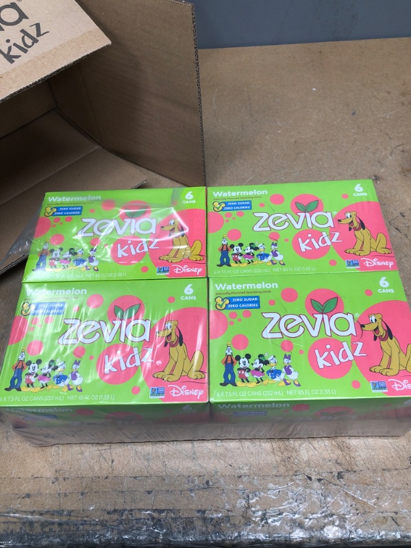 Photo 2 of Best By 2025, ZEVIA SODA WATERMELON KIDZ 6PK, QTY: 4 Boxes (Non-Refundable)