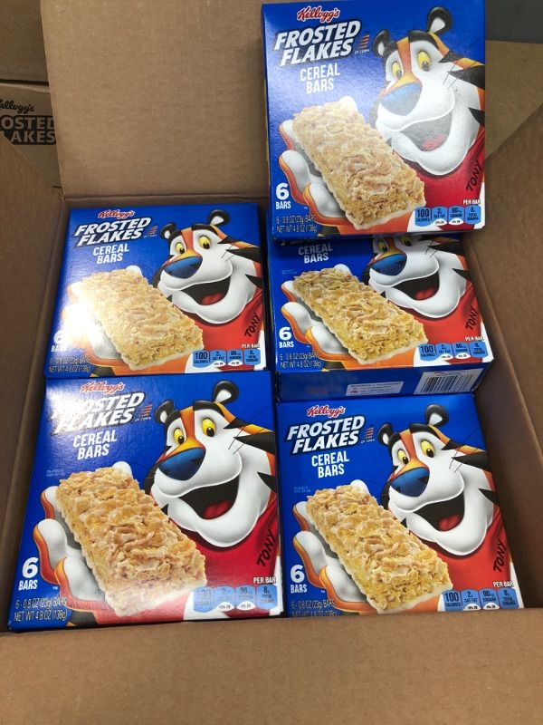 Photo 2 of Best By 15 JUL, 2022 Frosted Flakes Breakfast Cereal Bars Original - 0.8 Oz X 6 Pack, QTY: 8 Boxes Total (Non-Refundable)