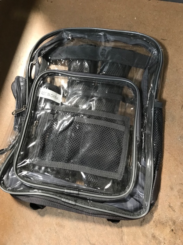 Photo 1 of Clear transparent pvc school backpack, heavy duty clear backpack with laptop compartment for work, security, sporting events