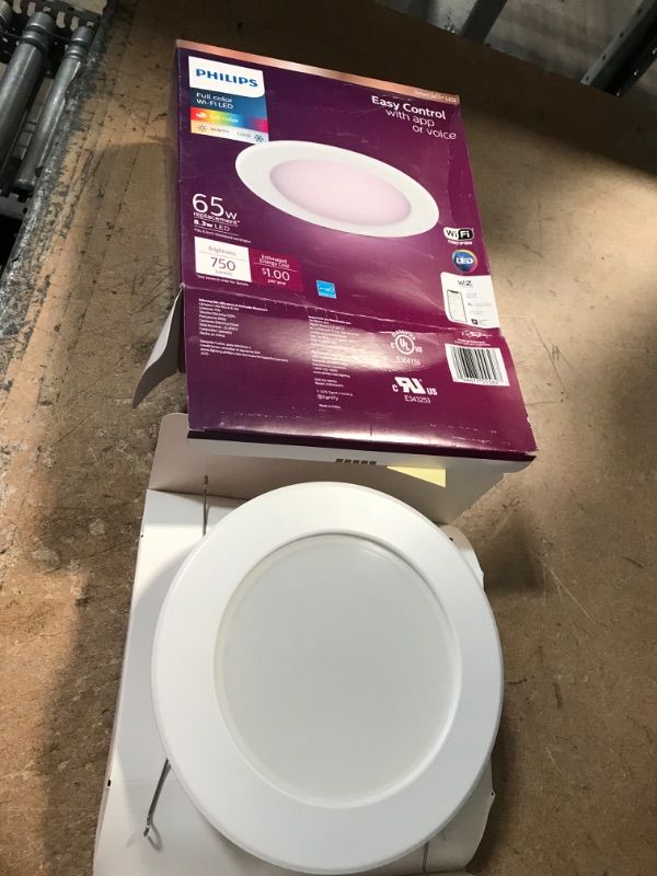 Photo 2 of Philips Color and Tunable White 5/6 in. LED 65W Equivalent Dimmable Smart Wi-Fi Wiz Connected Recessed Downlight Kit
