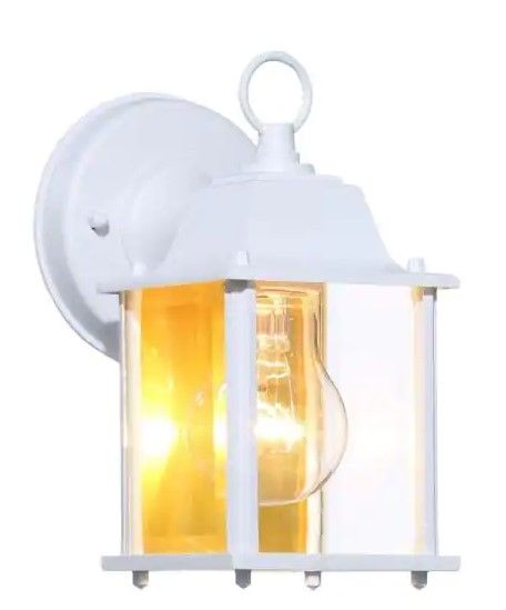 Photo 1 of 1-Light White Outdoor Wall Lantern Sconce