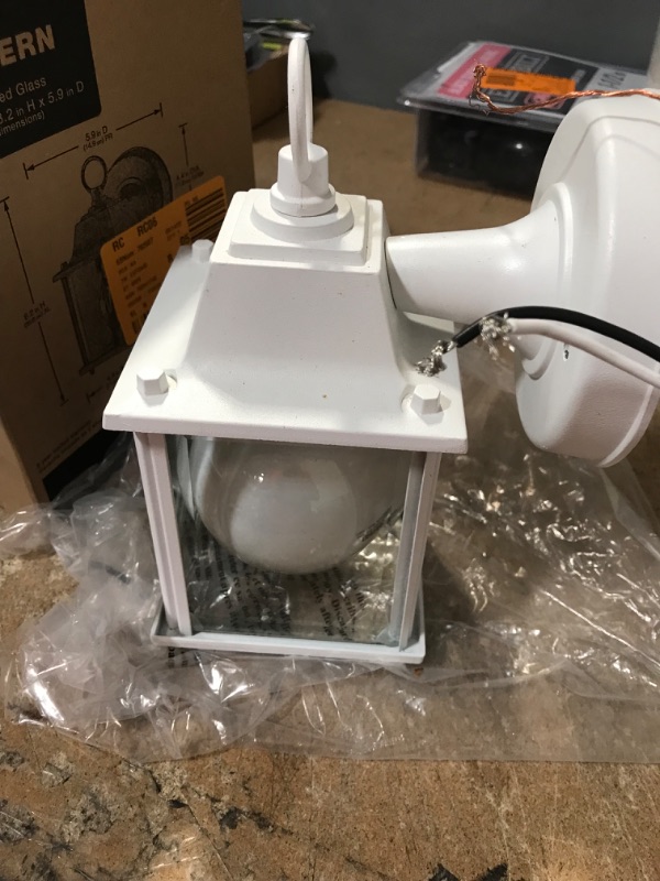 Photo 2 of 1-Light White Outdoor Wall Lantern Sconce