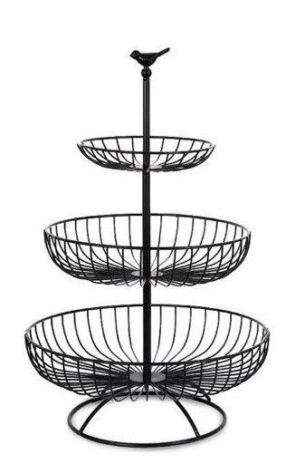 Photo 1 of 3-Tier Fruit Basket Bowl Metal Wire Countertop Vegetable Stand Holder with Top Handle-Bird Shape for Kitchen Livingroom