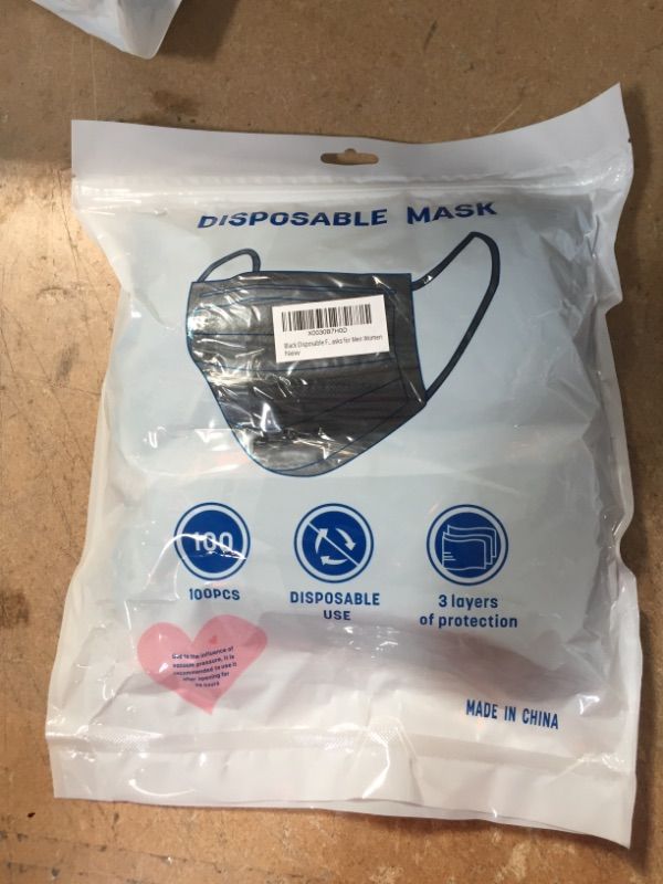 Photo 1 of BLACK DISPOSABLE FACE MASKS FOR MEN WOMEN