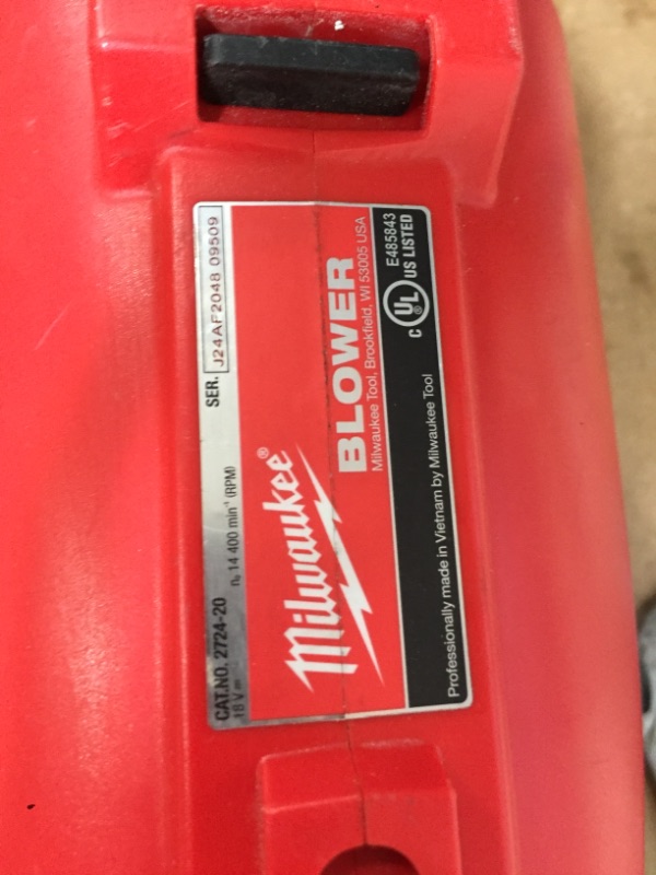 Photo 5 of DAMAGED, INCOMPLETE,  Milwaukee M18 Fuel Cordless Blower 18V Lithium-Ion, Model 2724-20
