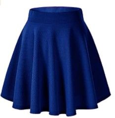 Photo 1 of BUNDLE OF WOMENS CLOTHES, BLUE TOP 13"X26", 
AND, Moxeay Women's Basic A Line Pleated Circle Stretchy Flared Skater Skirt M
