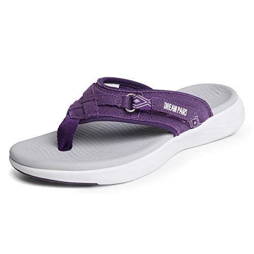 Photo 1 of DREAM PAIRS Women's Breeze-1 Arch Support Flip Flops Comfortable Thong Sandals, Purple, Size 7.5
