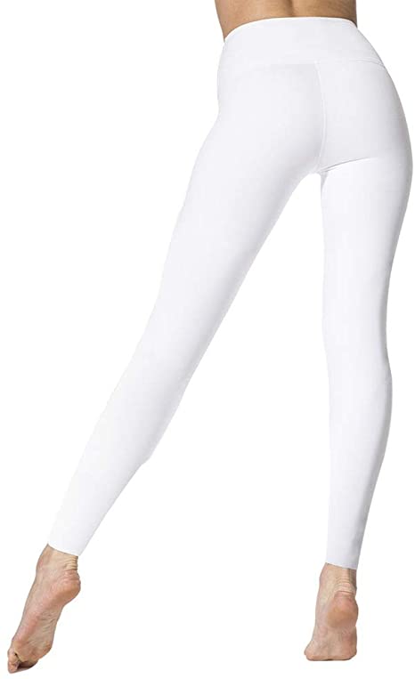 Photo 1 of High Waisted Leggings for Women Soft Athletic Tummy Control Pants for Running Cycling Yoga Workout -  Plus Size White