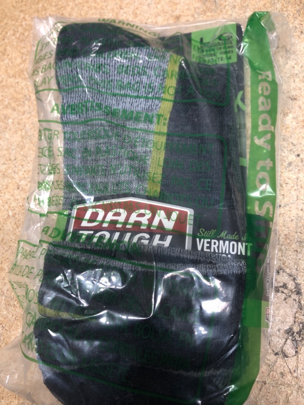 Photo 2 of Darn Tough Men's Light Hiker Crew Socks, Large, Charcoal/Lime
